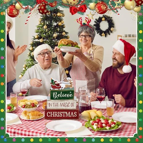 Lineshading 4 Pcs Christmas Table Decorations Wooden Stacked Block Santa - Image 6