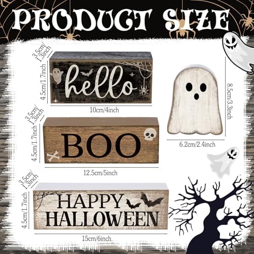 Lineshading 4 Pcs Halloween Table Decor Surprised Ghost Tiered Tray Decor - Image 2