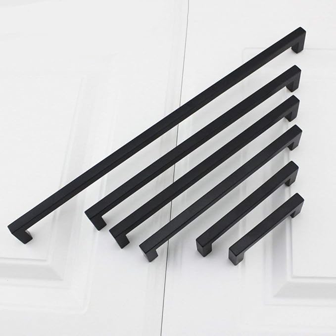 goldenwarm 1 Pack 18 Inch Black Cabinet Handles Matte Black Drawer Pulls Stainless Steel Cabinets Hardware Square Bar Modern for Kitchen Bathroom Cupboard
