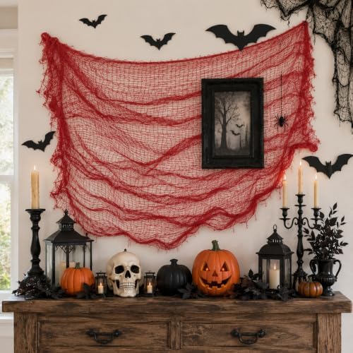Set of 5 Red Halloween Gauze Creepy Cloth Fabric Tapestry Decor Decoration - Image 6