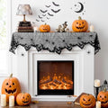 Black Lace Cobweb Halloween Fireplace Mantel Scarf Cover Decor, 18x96 in by AerWo