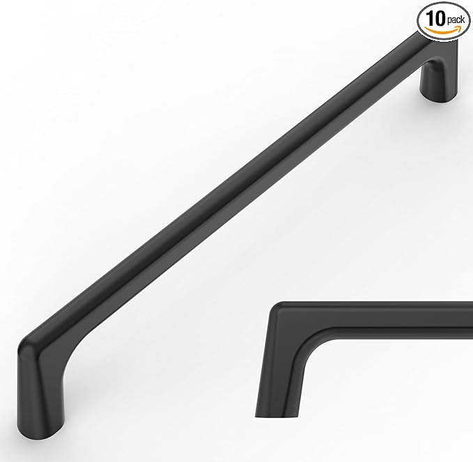 Amerdeco 10 Pack Matte Black Cabinet Pulls 6.3 Inch(160MM) Hole Centers Kitchen Cabinet Handles Hardware Kitchen Handles for Cabinets Cupboard Handles Drawer Pulls ZH0041