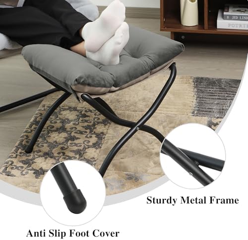 15"(H) Folding Ottoman, Set of 2, Foldable Footrest Stool, Small Foot Stool for Couch, Collapsible Foot Rest Ottoman for Sofa, Accent Padded Ottomans for Living Room, Bedroom, Dark Grey - Image 6