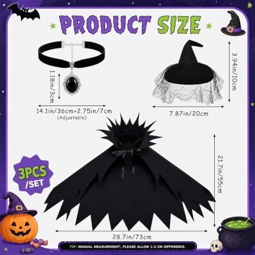 Halloween Witch Porch Goose Outfit Lace Spider Web Hat Goth Cape - Image 5