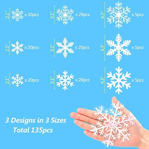 LUDILO 135Pcs Christmas Decorations Window Clings Snowflakes Window Decals - Image 6