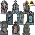 JOYIN 16" 9 Pcs Halloween Tombstones Decorations Outdoor Graveyard Decor, Yard Lawn Cemetery Plastic Headstones with 18 Metal Stakes For Halloween Indoor Prop Decorations, Party Decor Supplies by JOYIN