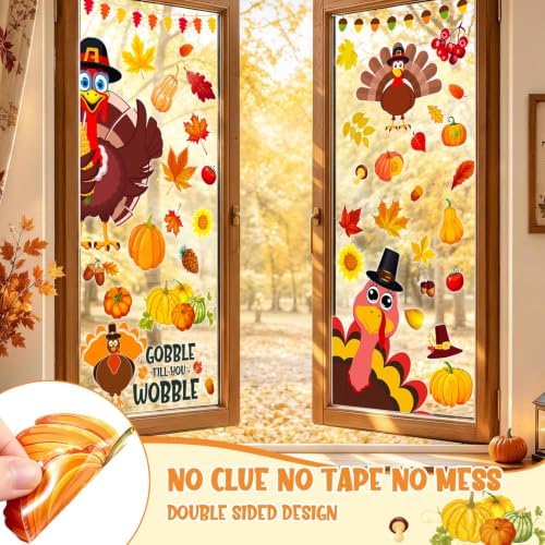 LUDILO Fall Thanksgiving Window Clings Static Window Decal for Fall Décor - Image 5