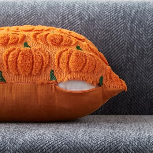 DFXSZ Fall Pillow Covers 18x18 2Pcs Orange Green Pumpkin Fall Decorations - Image 2