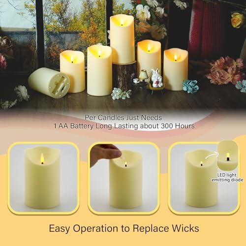 Nimiko Flameless Candles with Remote, Battery Operated Flickering Flameless Candles, LED Candles with Timer 2/4/6/8H, with Realistic LED Candles Set of 24 (D3 x H 3" 4" 5") (Ivory) - Image 5