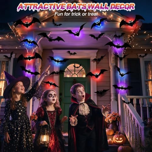 LUDILO 48P Bats Halloween Decorations + 12P Rechargeable Lights with Remote - Image 6