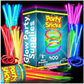 PartySticks Ultra Bright Glow Sticks Bulk Party Supplies 400 Pack - 8" Glow in the Dark Light Up Halloween Party Favors, Glow Decorations, Neon Party Necklaces and Bracelets with Connectors by PartySticks