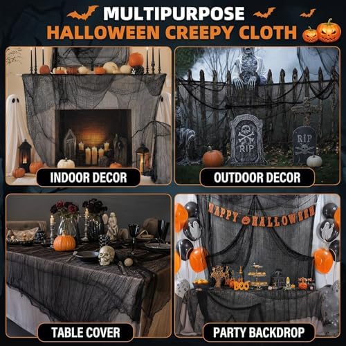 Halloween Creepy Cloth Black 80×400inch - Halloween Decorations Clearance - Creepy Spooky Halloween Decorations Outdoor Indoor - Image 6