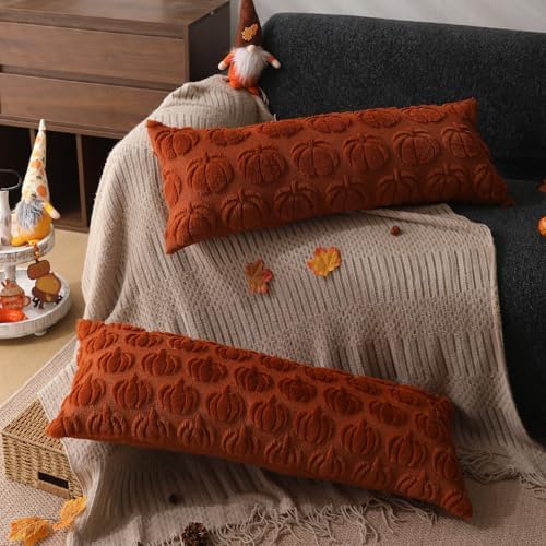 DFXSZ Fall Pillow Covers 14x36 1Pcs Rust Pumpkin Fall Decorations for Home - Image 5