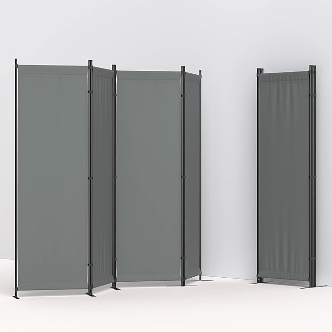 Morngardo Room Divider, Folding Privacy Screens, 4 Panel Room Partitions, 88" Foldable Wall Dividers, Portable Separating for Home Office Bedroom Dorm Decor (Grey)