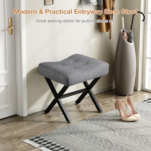 Memobarco 18-Inch Large Vanity Stool Chair, Gray Makeup Stool - Image 6