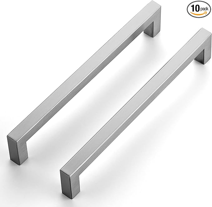 Ravinte 10 Pack Stainless Steel Kitchen Cabinet Handles Brushed Nickel Cabinet Pulls Kitchen Drawer Handles Sleek Dresser Drawer Pulls with 7-1/2 inch Hole Center Satin Nickel Cabinet Hardware