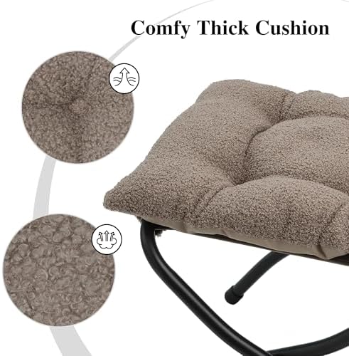 15"(H) Folding Ottoman, Foldable Footrest Stool, Portable Small Foot Stool for Couch, Collapsible Foot Rest Ottoman for Sofa, Padded Ottomans for Home, Living Room, Bedroom, Light Brown - Image 5