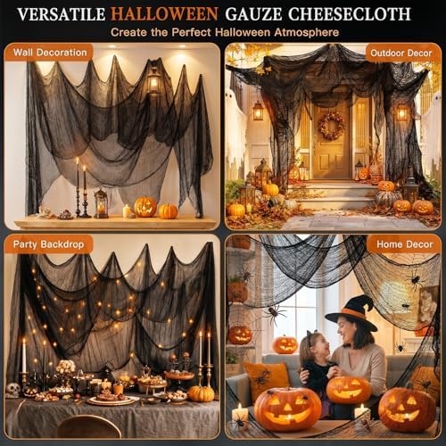 Cyantor Halloween Creepy Cloth Black 80×160inch - Halloween Decorations Clearance - Creepy Spooky Halloween Decorations Outdoor Indoor… - Image 6