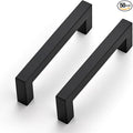 JOY DECOR 50 Pack Cabinet Handles, Black Cabinet Pulls, 3-3/4 Inch Kitchen Closet Handles Square Drawer Pulls Stainless Steel Drawer Hardware, 96mm Hole Centers