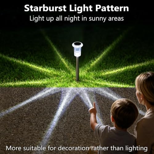 DenicMic Solar Pathway Lights Outdoor Waterproof Cold White LED 15 Pack - Image 6