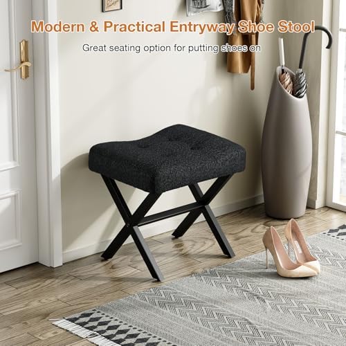 Memobarco 18-Inch Large Vanity Stool Chair, Black Makeup Stool - Image 6