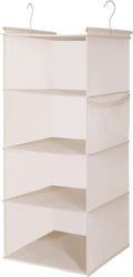 MAX Houser 4 Tier Shelf Hanging Closet Organizer, Space Saver,Closet Hanging Shelf with 2 Sturdy Hooks for Storage, Foldable (Beige)