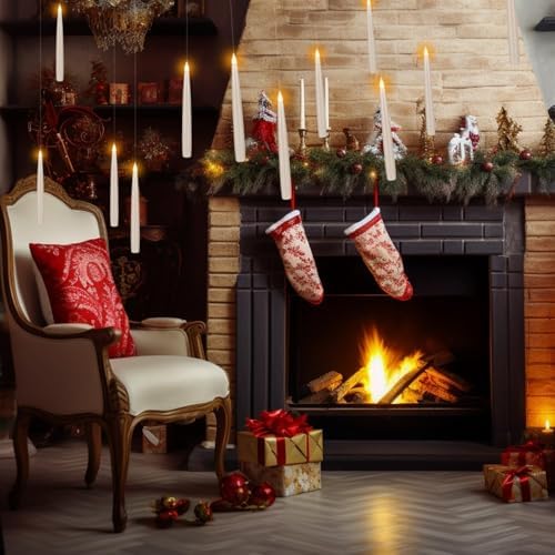 YOROXRG 24 Pack Halloween LED Magic Hanging Floating Candles, Taper Flickering Flameless with 2 Magic Wands - Candle Set for Halloween, Christmas, Weddings, Birthdays & Fantasy Ambiance... - Image 5