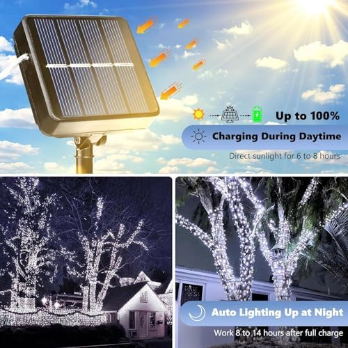 Joomer Solar Fairy Lights, 4Pack Total 104FT 320LED String Lights, White - Image 2