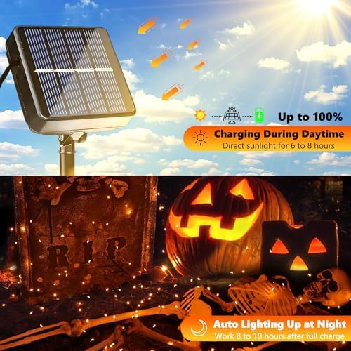 Joomer Orange Halloween Solar String Lights - 2 Pack Total 80FT 240LED - Image 2