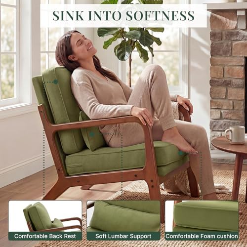 DUMOS Mid Century Modern Accent Chair, 16'' Seat Height Cozy Lounge Chair - Image 4