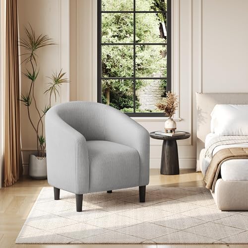 Yaheetech Small 25.5in Wide Corduroy Accent Chair for Bedroom, Light Gray - Image 4