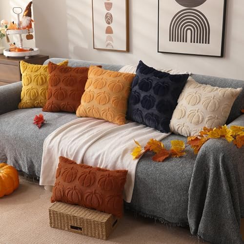 DFXSZ Fall Pillow Covers 12x20 2Pcs Light Orange Pumpkin Fall Decorations - Image 5