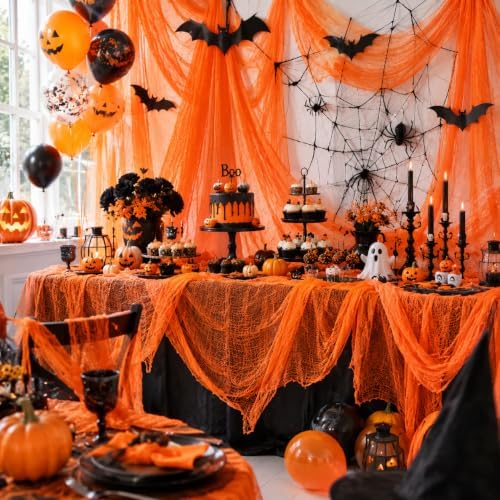 Qtisky 5 Pcs Orange Halloween/Fall Gauze Creepy Cloth Fabric Tapestry Decor - Image 6