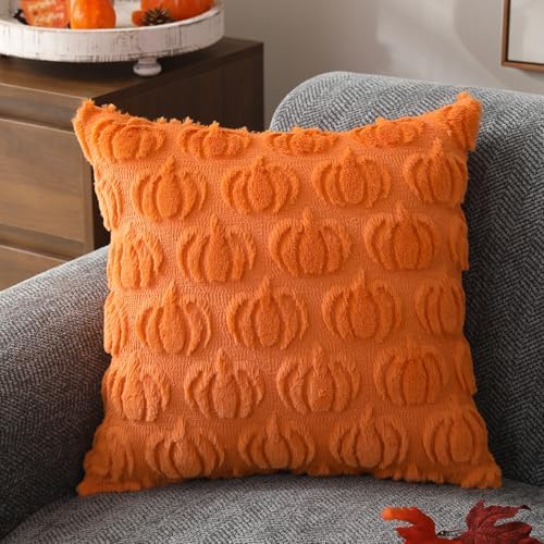 DFXSZ Fall Pillow Covers 20x20 2Pcs Orange Pumpkin Fall Decoration for Home - Image 3