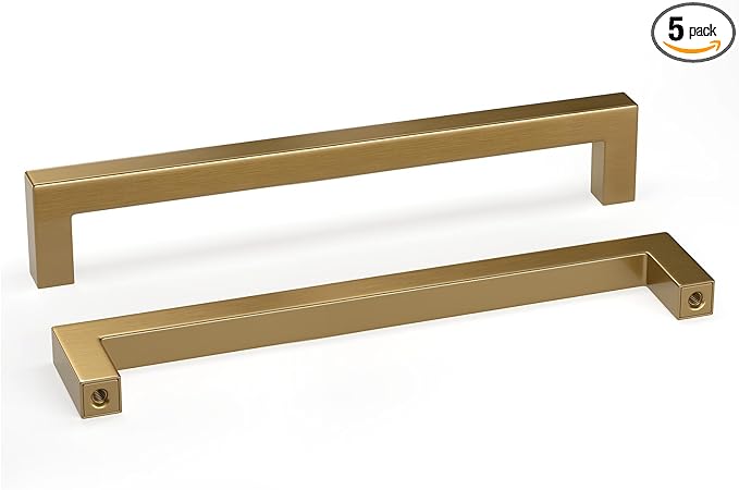 goldenwarm 5 Pack Champagne Bronze Cabinet Pulls Bronze Cabinet Pulls 7-1/2in Champagne Drawer Handles Brushed Gold Drawer Handles Square Kitchen Dresser Hardware for Dresser Bedroom