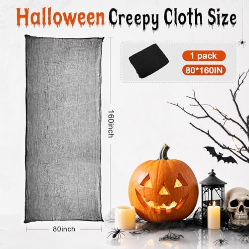 Cyantor Halloween Creepy Cloth Black 80×160inch - Halloween Decorations Clearance - Creepy Spooky Halloween Decorations Outdoor Indoor… - Image 2