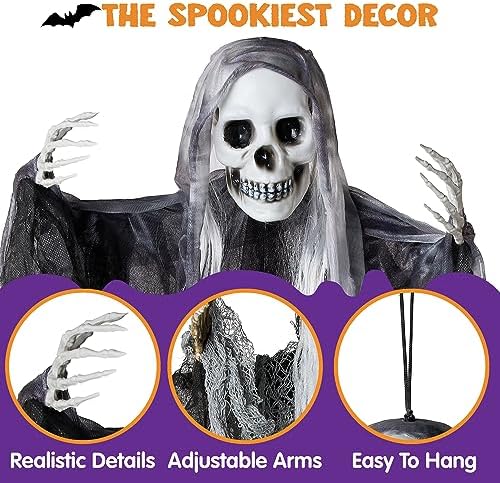 JOYIN 3 Pcs Hanging Halloween Skeleton Ghosts Decorations Outdoor, Grim Reapers for Best Halloween Outdoor Decorations, Haunted Haunted House Prop, Party Supplies - Image 2