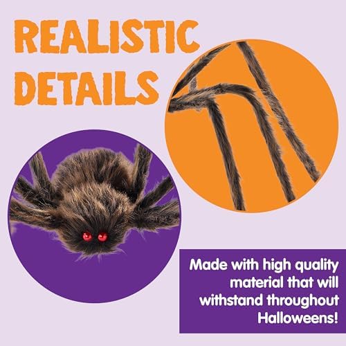 JOYIN 2 Pack 5 Ft Halloween Outdoor Decorations Hairy Brown Spider, Scary Fake Giant Large Spider Haunted House Props, Halloween Lawn Porch Yard Garden Tree Decorations Party Indoor Decor - Image 4
