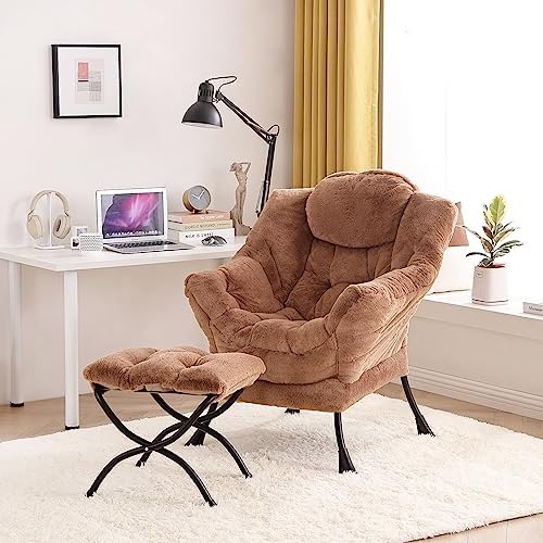 Tiita Modern Large Accent Lounge Chair with Ottoman, Leisure Sofa Armchair with Footrest, Reading Chair for Bedroom, Living Room, Dorm Rooms, Garden and Courtyard - Image 5