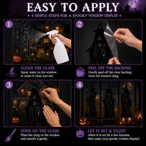 Halloween Decorations - Witch Window Clings for Halloween Party Decor - Image 3