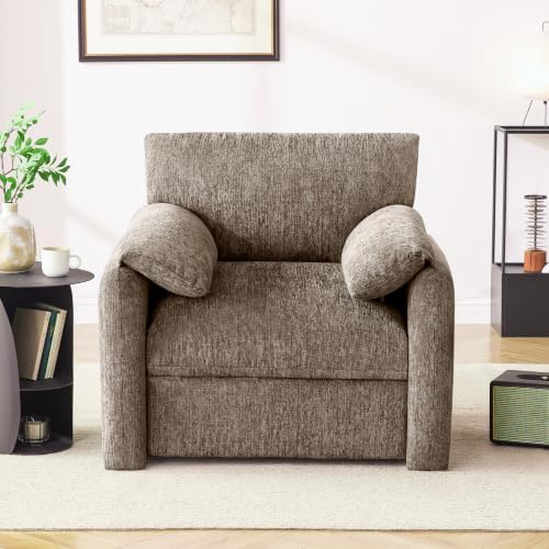 Howjoe 2 Pack Accent Chair for Living Room, Oversized Armchair, Brown - Image 3