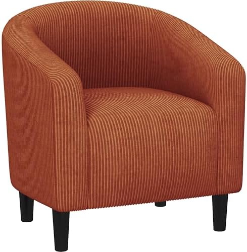Yaheetech Small 25.5in Wide Corduroy Barrel Accent Chair, Brick Red by Yaheetech
