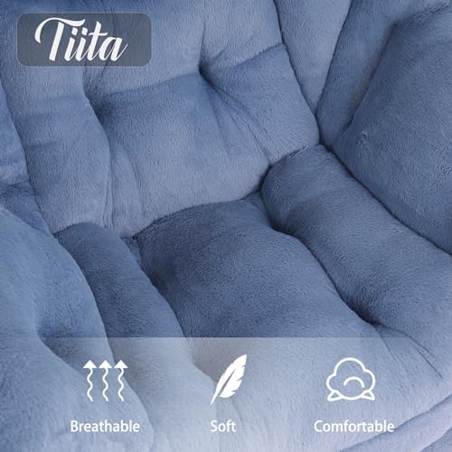 Tiita Lazy Chair with Ottoman, Comfy Reading Accent Chair, Plush Light Blue - Image 3