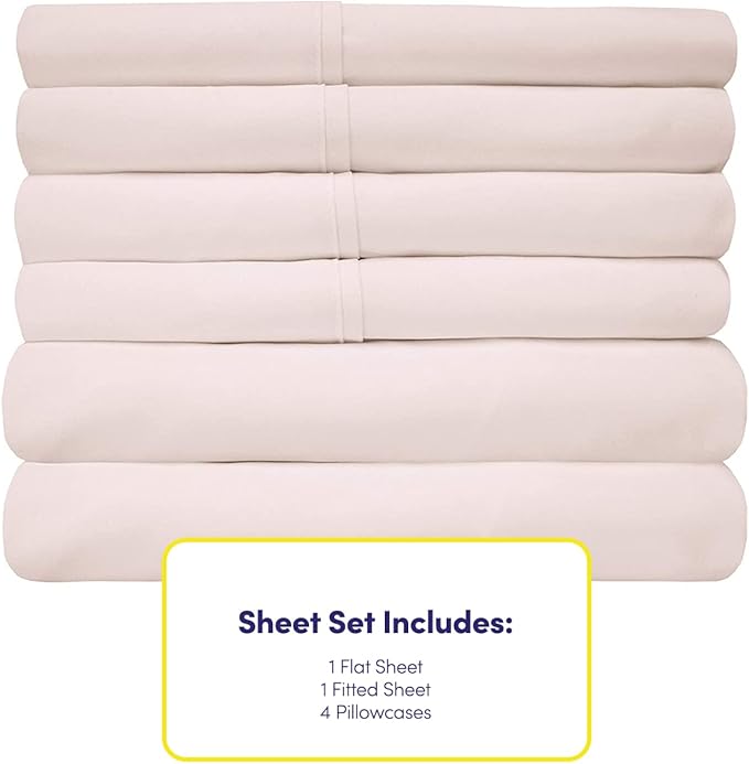 Full Size Bed Sheets - 6 Piece 1500 Supreme Collection Fine Brushed Microfiber Deep Pocket Full Sheet Set Bedding - 2 Extra Pillow Cases, Great Value, Full, Pale Pink
