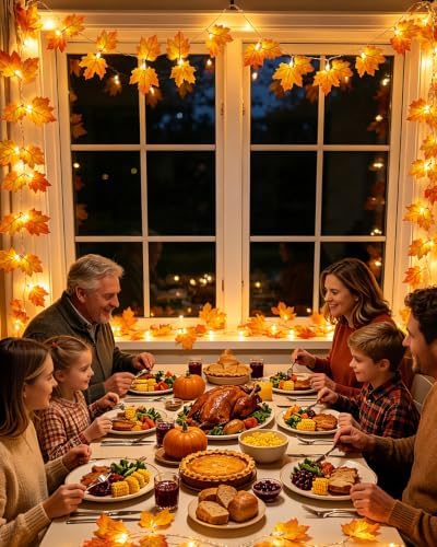 2-Pack Lighted Fall Garland, Total 16.4ft 40 LED Autumn String Lights - Image 7