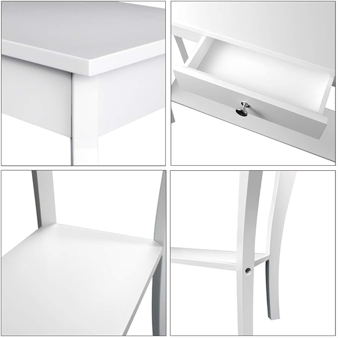 ChooChoo Narrow Console Table with Drawer, Chic Accent Sofa Table, Entryway Table, 39.3 Inch, White