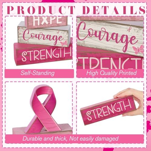 Lineshading 4 Pcs Breast Cancer Awareness Decor Pink Ribbon Table Decor - Image 6