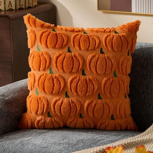 DFXSZ Fall Pillow Covers 18x18 2Pcs Orange Green Pumpkin Fall Decorations - Image 3