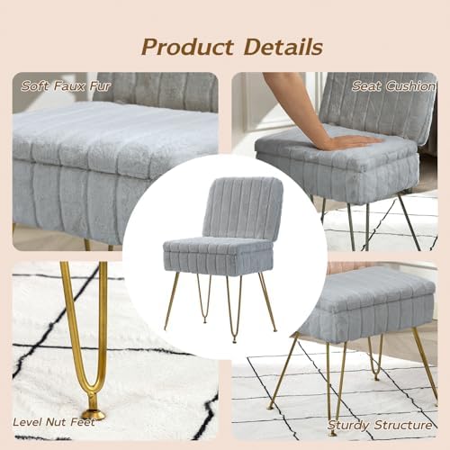 Vanity Chair with Storage | Comfy Ottoman with Folding Back - Image 6
