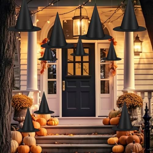 24 PCS Halloween Witch Hat with Nylon Ropes for Halloween Yard Decor by Helimoto